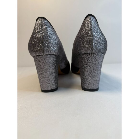 Torrid Pumps Womens Size 11W Black Suede Silver Glitter Block High Heel Shoes - Picture 8 of 15